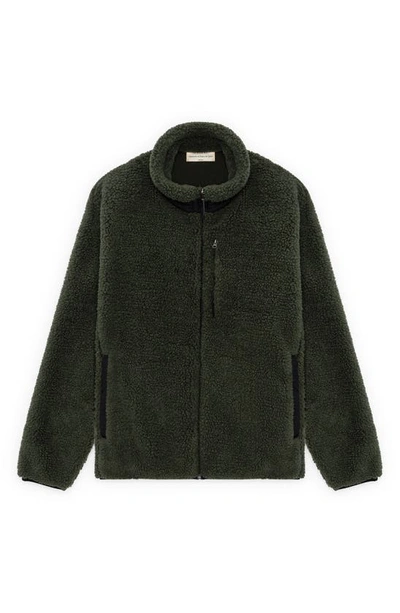 Museum Of Peace And Quiet Faux Shearling Zip Jacket In Green
