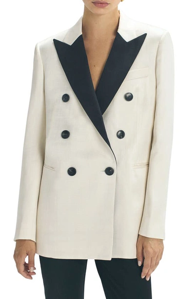 Reiss Vivien - Black/white Atelier Fitted Double Breasted Contrast Blazer, Us 2