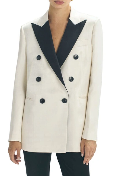 Reiss Vivien Double Breasted Blazer In White