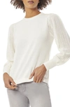Jones New York Women's Stitch-sleeve Crewneck Sweater In Jones White