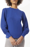 Jones New York Women's Stitch-sleeve Crewneck Sweater In Blue