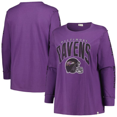 47 ' Purple Baltimore Ravens Plus Size Honey Cat Soa Long Sleeve T-shirt