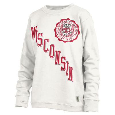 Pressbox White Wisconsin Badgers Shoreline Sundown Pullover Sweatshirt