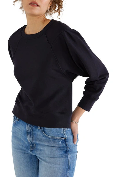 Etica Dani Pleat Shoulder Sweatshirt In Black