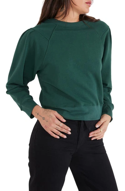 Etica Dani Pleat Shoulder Sweatshirt In Green