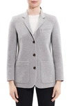 Theory New Divide Wool-cashmere Elbow-patch Jacket In Melange Grey