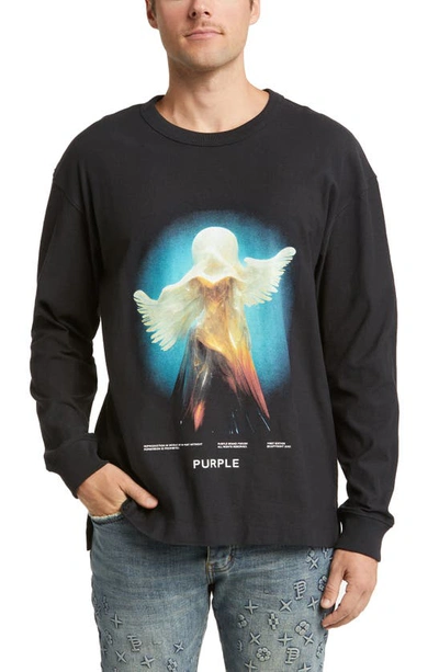 Purple Brand Angel Long Sleeve Graphic T-shirt In Black