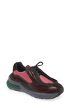 Prada Brushed Leather Sneakers With Bike Fabric And Suede Elements In Multicolour