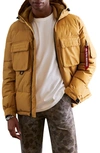 Alpha Industries Water Resistant Hooded Puffer Jacket In Bronzed Brown
