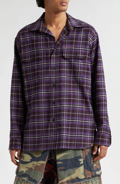 Givenchy Lumberjack Plaid Cotton & Virgin Wool Button-up Shirt In Dark Purple