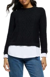 RIVER ISLAND LAYERED LOOK CABLE KNIT SWEATER