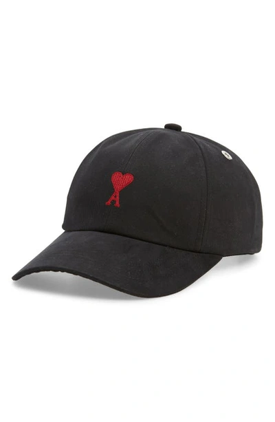 Ami Alexandre Mattiussi Ami Paris Ami De Coeur Embroidered Baseball Cap In 001 Black