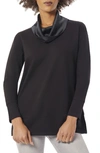 Jones New York Serenity Cowl Neck Mixed Media Sweater In Jones Black