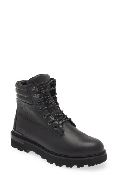 Moncler Peka Leather Hiking Boots In Black