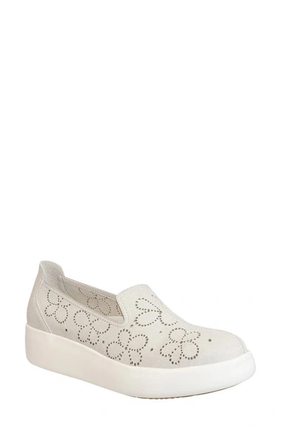 Otbt Coexist Perforated Floral Platform Slip-on Sneaker In White