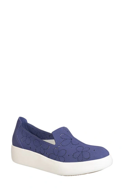 Otbt Coexist Perforated Floral Platform Slip-on Sneaker In Blue