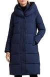 Lauren Ralph Lauren Pillow Hood Longline Down & Feather Jacket In Navy