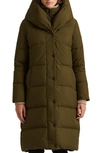 Lauren Ralph Lauren Pillow Hood Longline Down & Feather Jacket In Loden