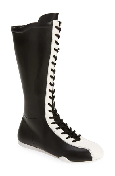 Jeffrey Campbell Women's Boxing Lace Up Boots In Black/white