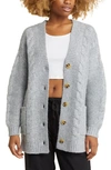 Bp. V-neck Oversize Cardigan In Grey Heather