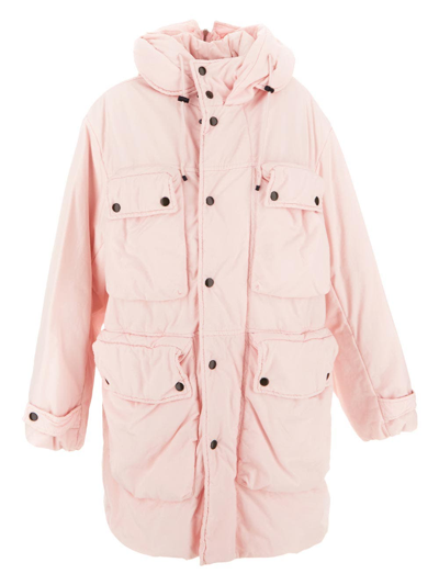 Dries Van Noten Hooded Padded Cargo Parka In Pink