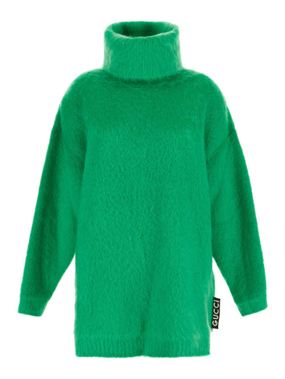 Gucci Brushed Mohair Sweater Dress In Green