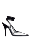 Attico Rhinestoned Venus Chrome See Through Slingbacks 10cm In Black