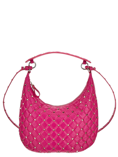 Valentino Garavani Rockstud Spike Small Hobo Bag In Pink