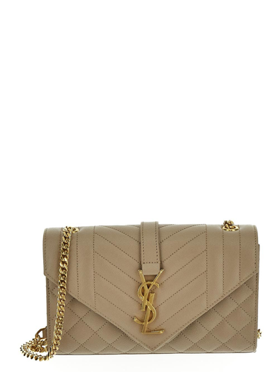 Saint Laurent Small Envelope Crossbody Bag In Beige