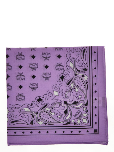 Mcm Cotton Scarf In Lilac