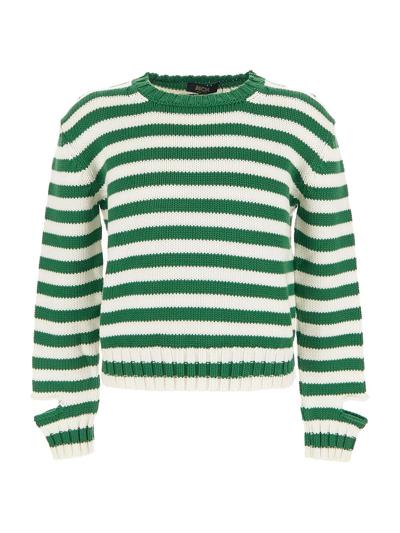 Mcm Striped Knitted Crewneck Jumper In Yellow