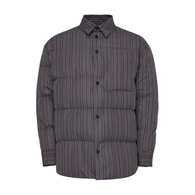 Off-white Ow Cot Stripe Overshirt In Grey