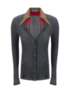Prada Cashmere And Silk Cardigan With Collar In Ardesia