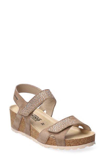 Mephisto Vic Sparkle Embellished Wedge Sandal In Light Brown
