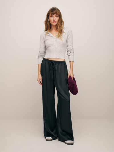 Reformation Ethan Satin Pant In Black