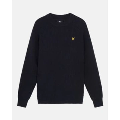 Lyle & Scott Cotton Merino Crew Neck Jumper Dark Navy In Z271 Dark Navy