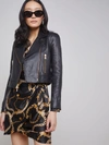 L Agence Onna Cropped Leather Jacket In Black