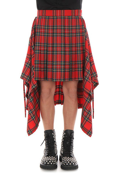 Moschino Checked Virgin-wool Skirt In Red