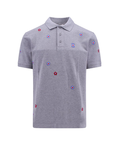 Kenzo Target Embroidered Cotton Shirt In Grey