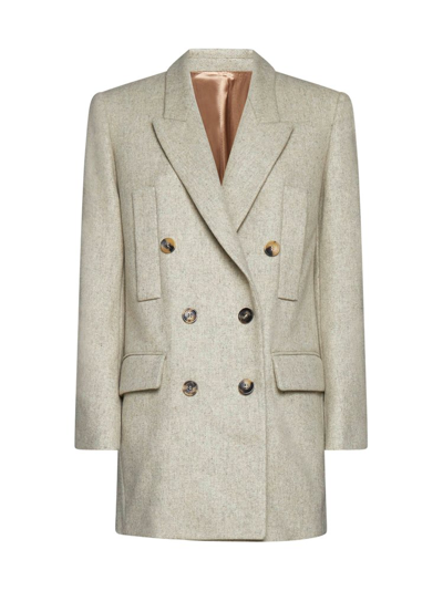 Isabel Marant Double Breasted Tailored Blazer In Beige