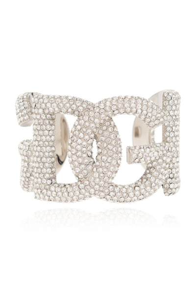 Dolce & Gabbana Dg Embellished Bracelet In Silver