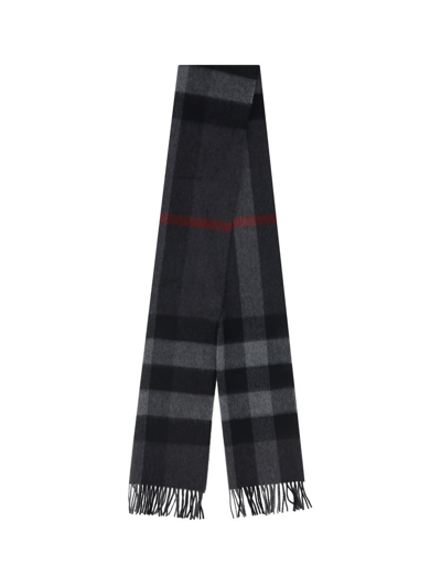Burberry Checked Fringed Scarf In Multi
