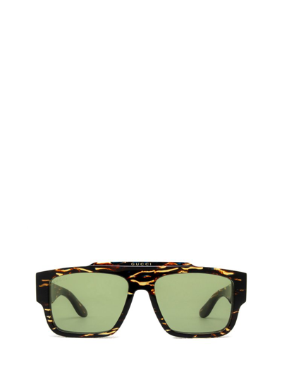 Gucci Eyewear Rectangular Frame Sunglasses In 002 Havana Havana Green