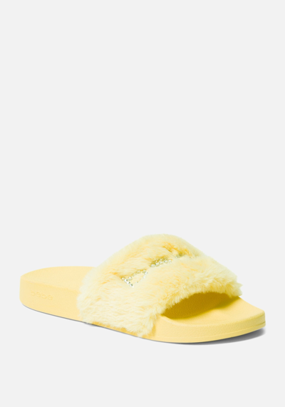 Bebe Furiosa Faux Fur Slides In Yellow