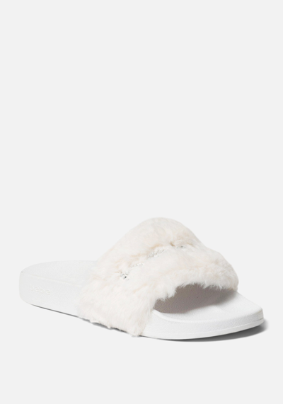 Bebe Furiosa Faux Fur Slides In White