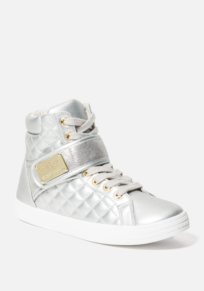 Bebe Dianica Quilted High Top Sneakers In Silver