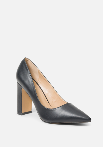 Bebe Ariel Block Heel Pumps In Black Faux