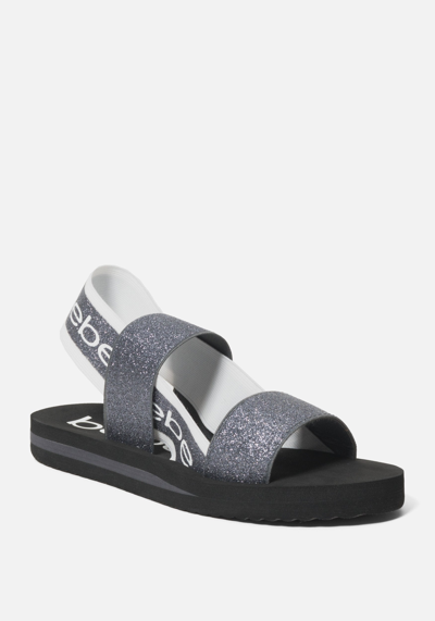 Bebe Atena Sporty Sandals In Pewter Glitter