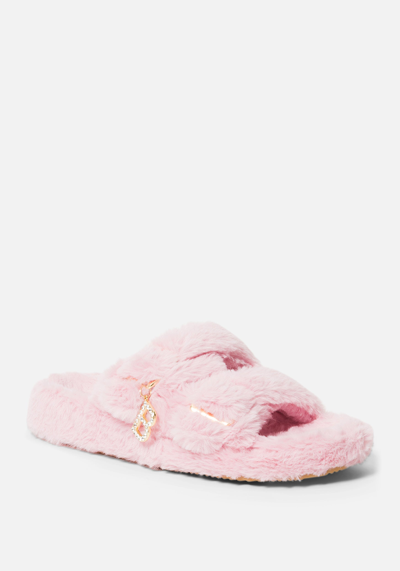 Bebe Fanny Faux Fur Slippers In Pink