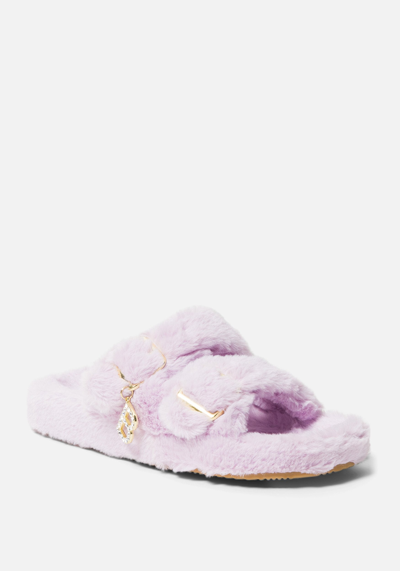 Bebe Fanny Faux Fur Slippers In Lilac